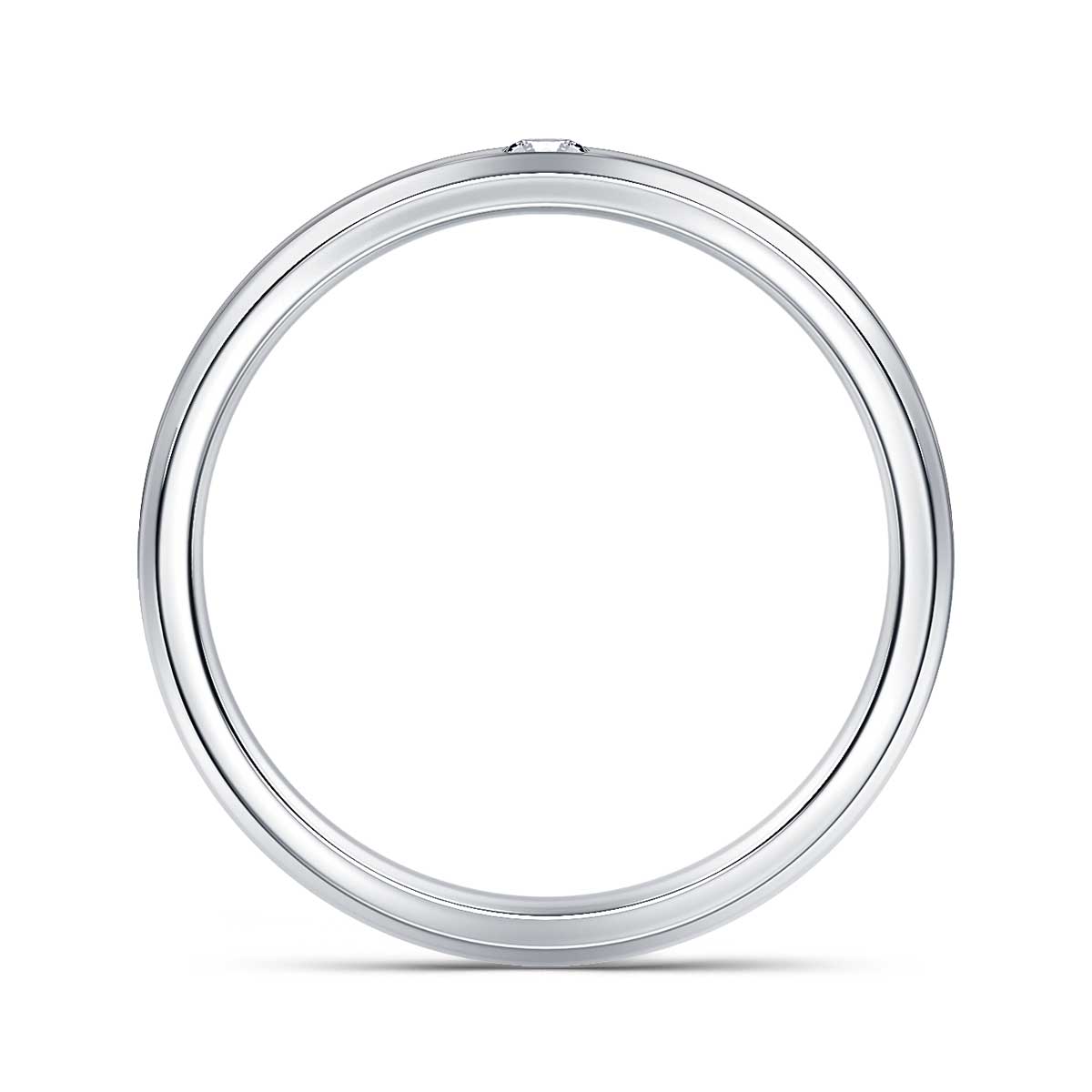 Classic Single Diamond Satin Finish Mens Diamond Ring in 14K White Gold (0.06 cttw.) view 2
