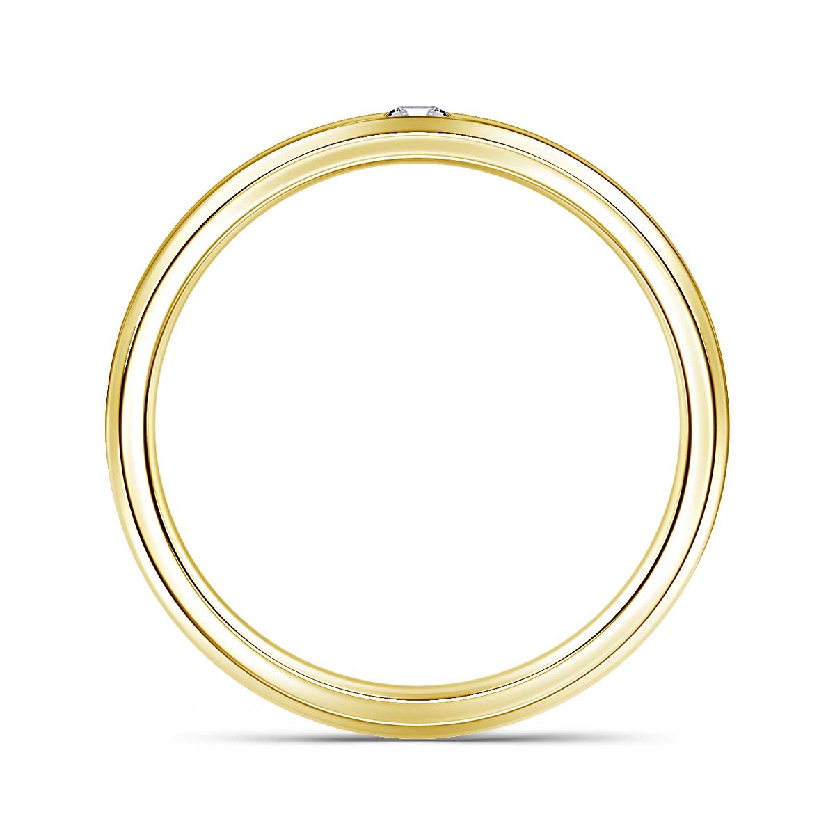 Classic Single Diamond Satin Finish Mens Diamond Ring in 14K Yellow Gold (0.06 cttw.) view 2