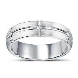 Elegant Men's Channel Set Diamond Band in 14K White Gold (1/6 cttw.)