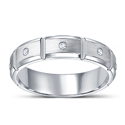 Exquisite Men's Diamond Wedding Ring in 14K White Gold (1/10 cttw.)