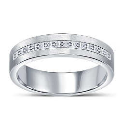 Princess Channel Set Men's Diamond Wedding Ring in 14K White Gold (1/2 cttw.)