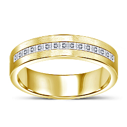 Princess Channel Set Men's Diamond Wedding Ring in 14K Yellow Gold (1/2 cttw.)