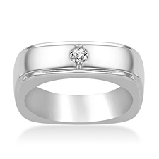 18K White Gold Men's Diamond Ring (1/8 cttw.)