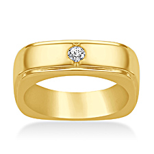 18K Yellow Gold Men's Diamond Ring (1/8 cttw.)