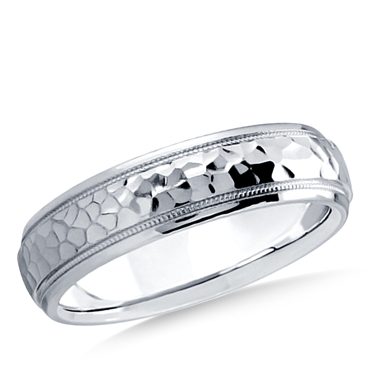 6 mm Basic Carved Hammer Finish Men's Wedding Band in Palladium GRGF2278