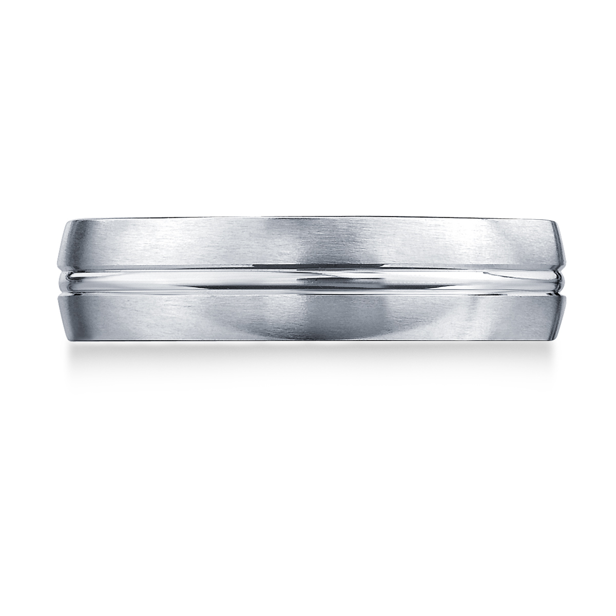 6mm Palladium Comfort-Fit Satin-Finished with High Polished Center Cut Carved Design Band view 2