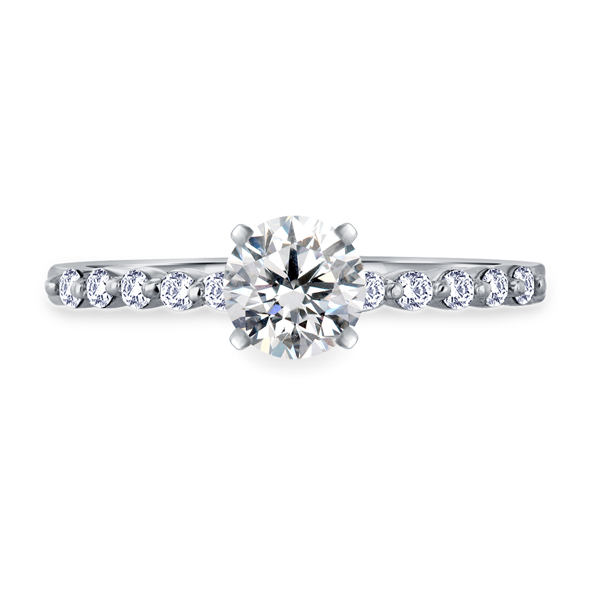 5/8 ct. tw. Round Brilliant Diamond Shared Prong Engagement Ring in 14K White Gold view 3