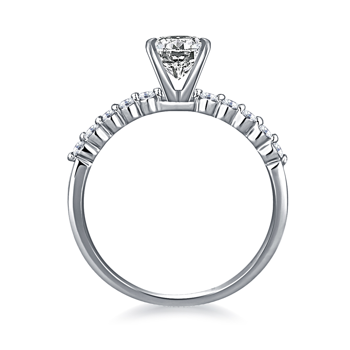 5/8 ct. tw. Round Brilliant Diamond Shared Prong Engagement Ring in 14K White Gold view 4