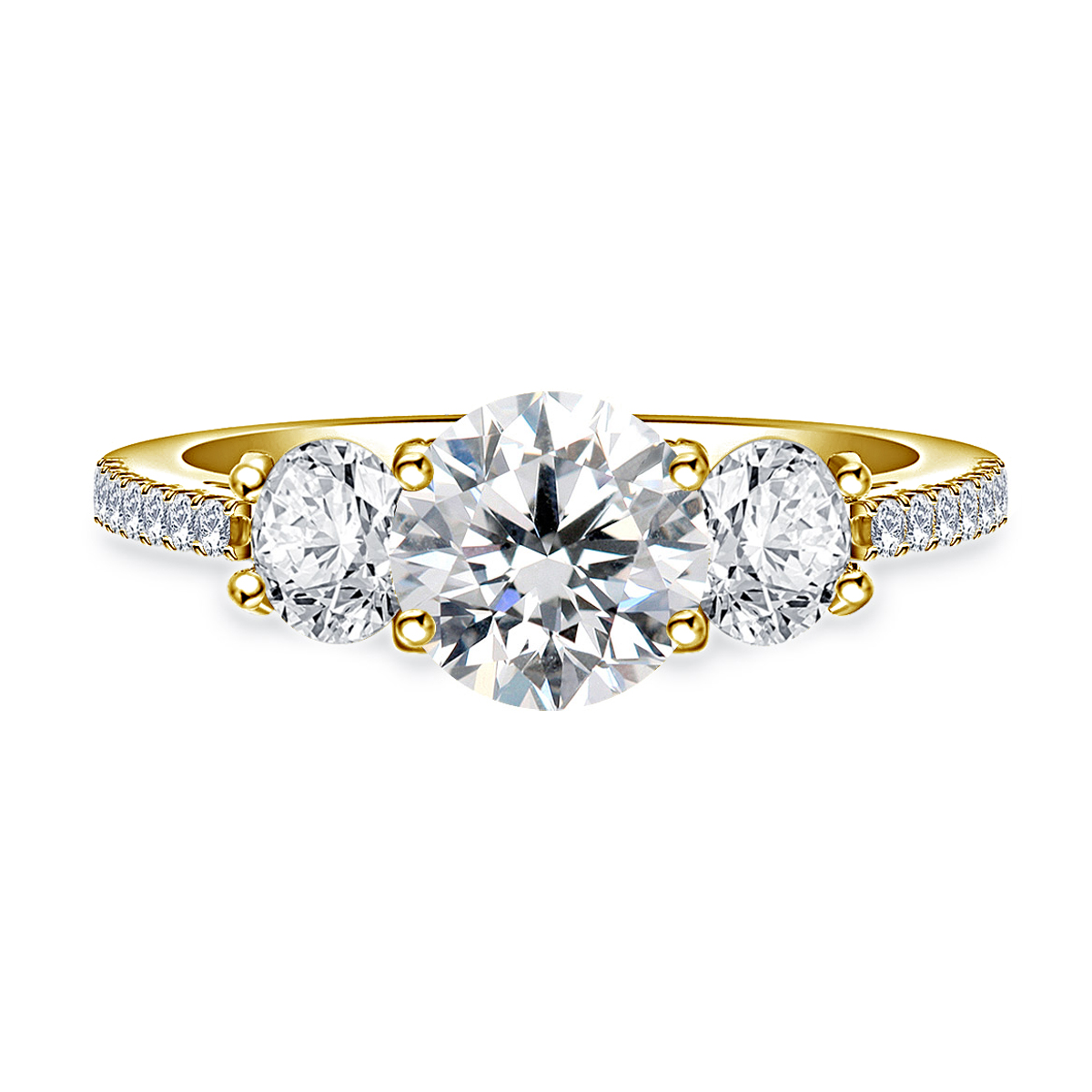 2.00 ct. tw. Round Diamond Three Stone Engagement Ring in 14K Yellow Gold view 3