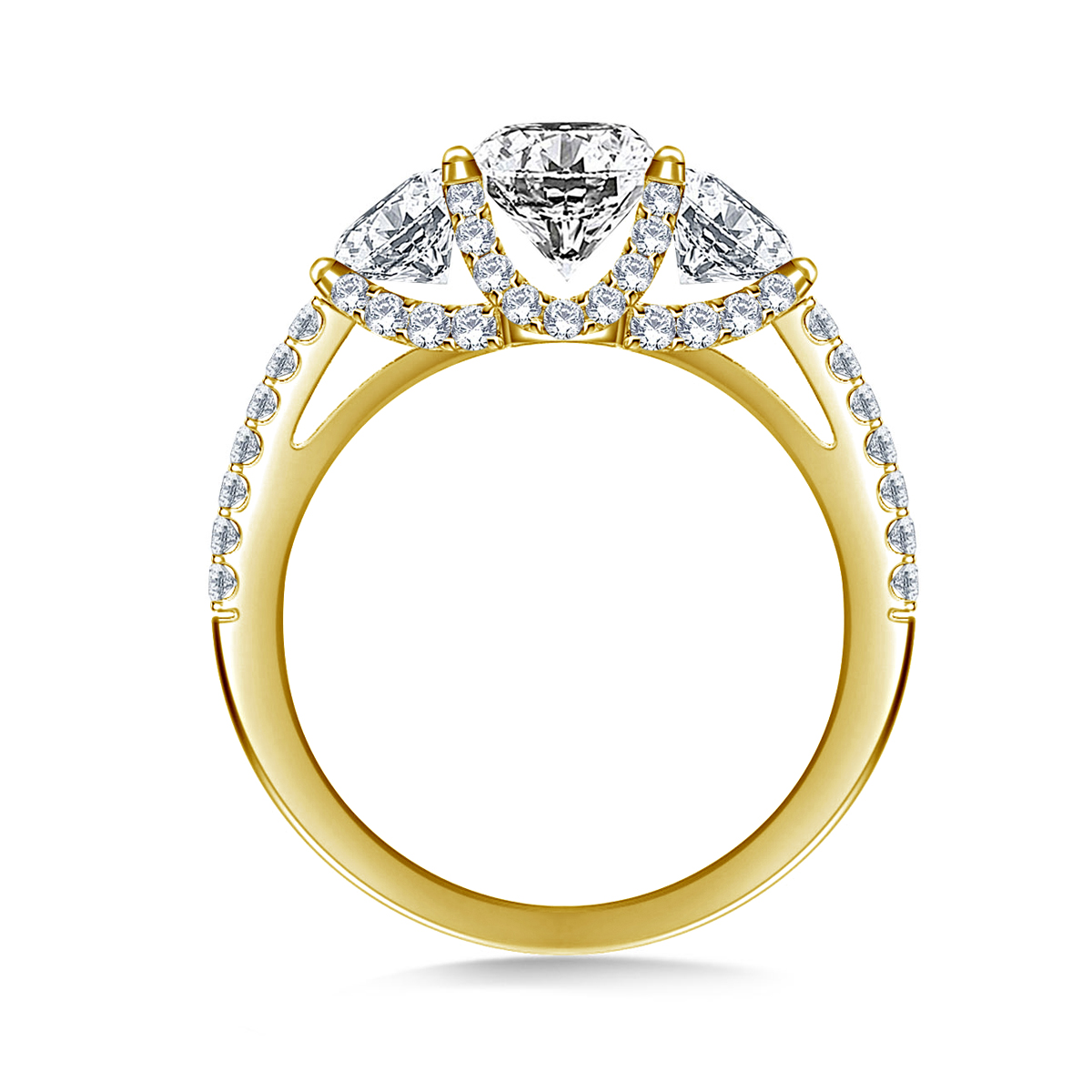 2.00 ct. tw. Round Diamond Three Stone Engagement Ring in 14K Yellow Gold view 4