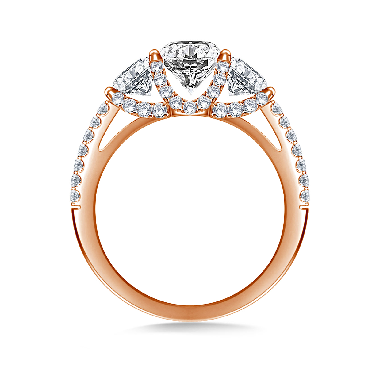 2.00 ct. tw. Round Diamond Three Stone Engagement Ring in 14K Rose Gold view 4