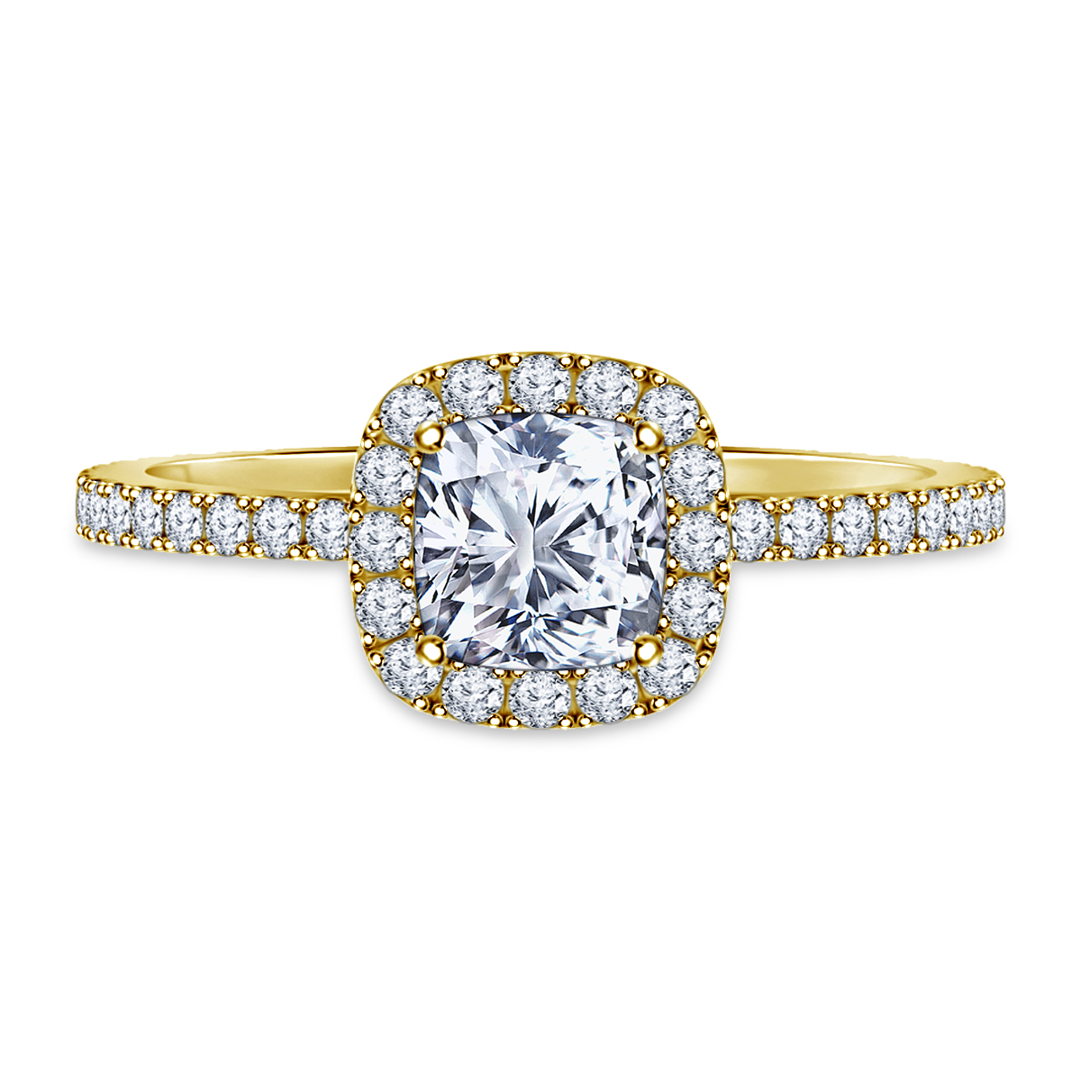 1.00 ct. tw. Cushion Cut Diamond Halo Engagement Ring in 14K Yellow Gold view 3