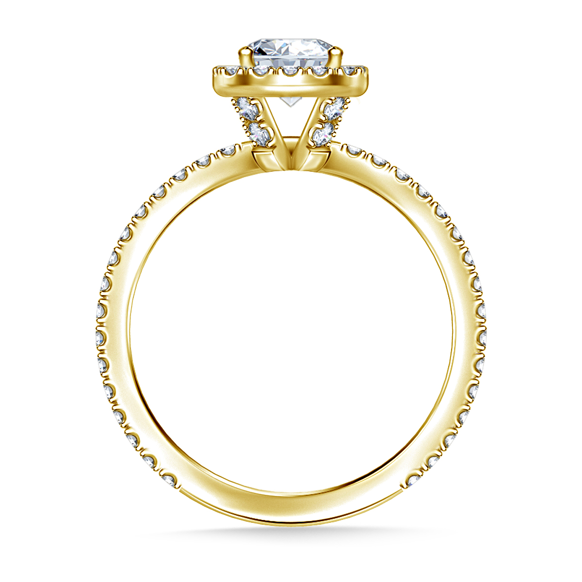 1.00 ct. tw. Cushion Cut Diamond Halo Engagement Ring in 14K Yellow Gold view 4