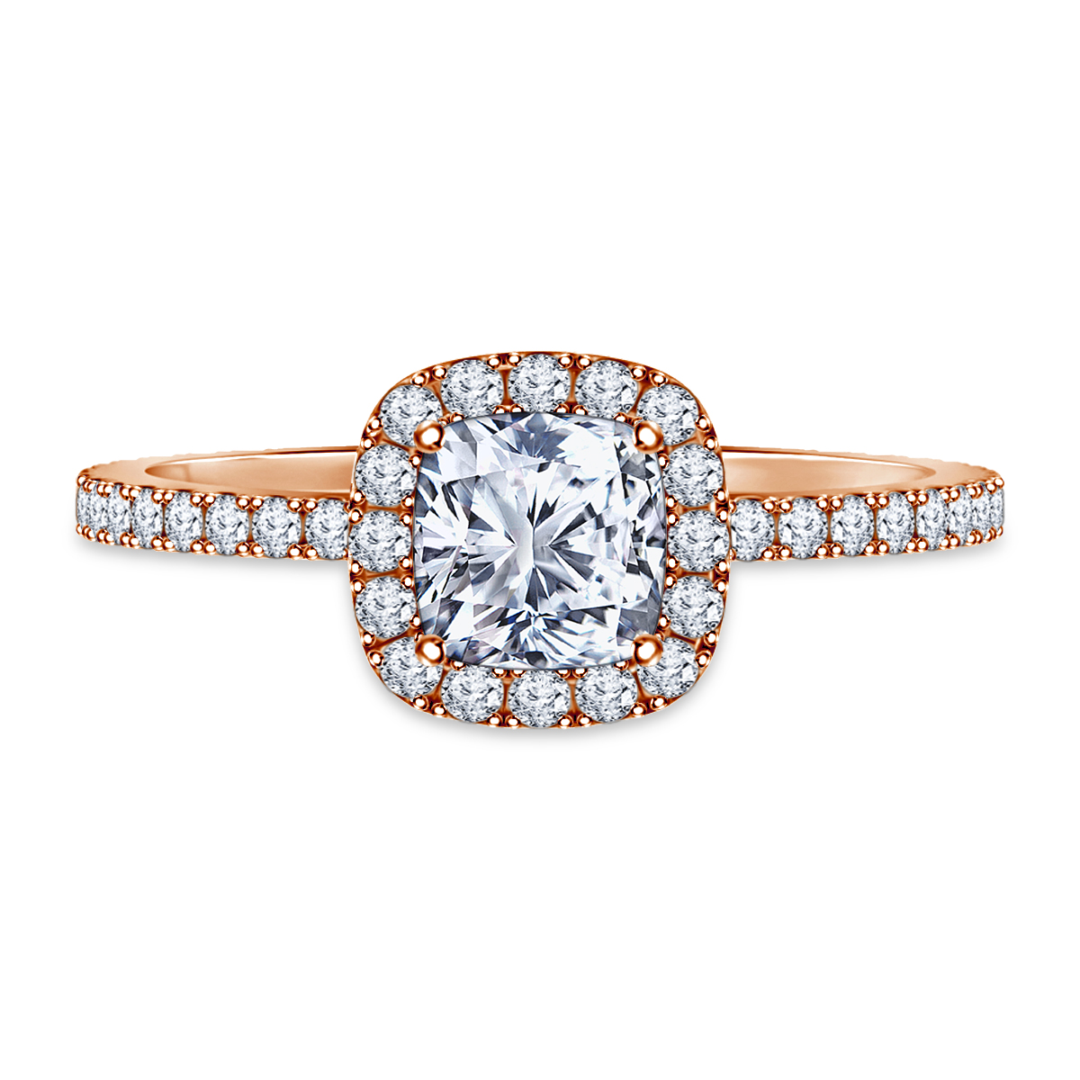 1.00 ct. tw. Cushion Cut Diamond Halo Engagement Ring in 14K Rose Gold view 3