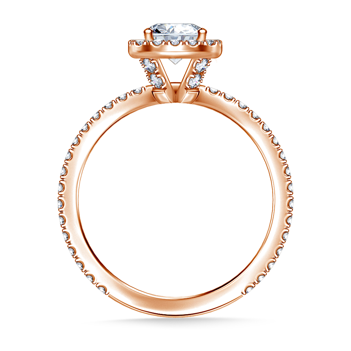 1.00 ct. tw. Cushion Cut Diamond Halo Engagement Ring in 14K Rose Gold view 4