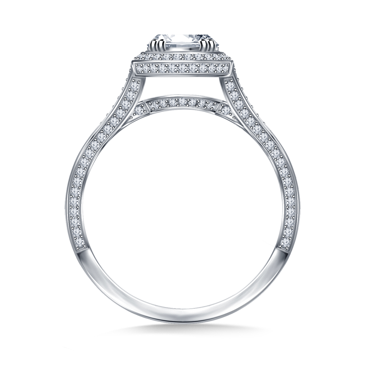 1 1/2 ct. tw. Diamond Halo Cathedral Engagement Ring In 14K White Gold view 4