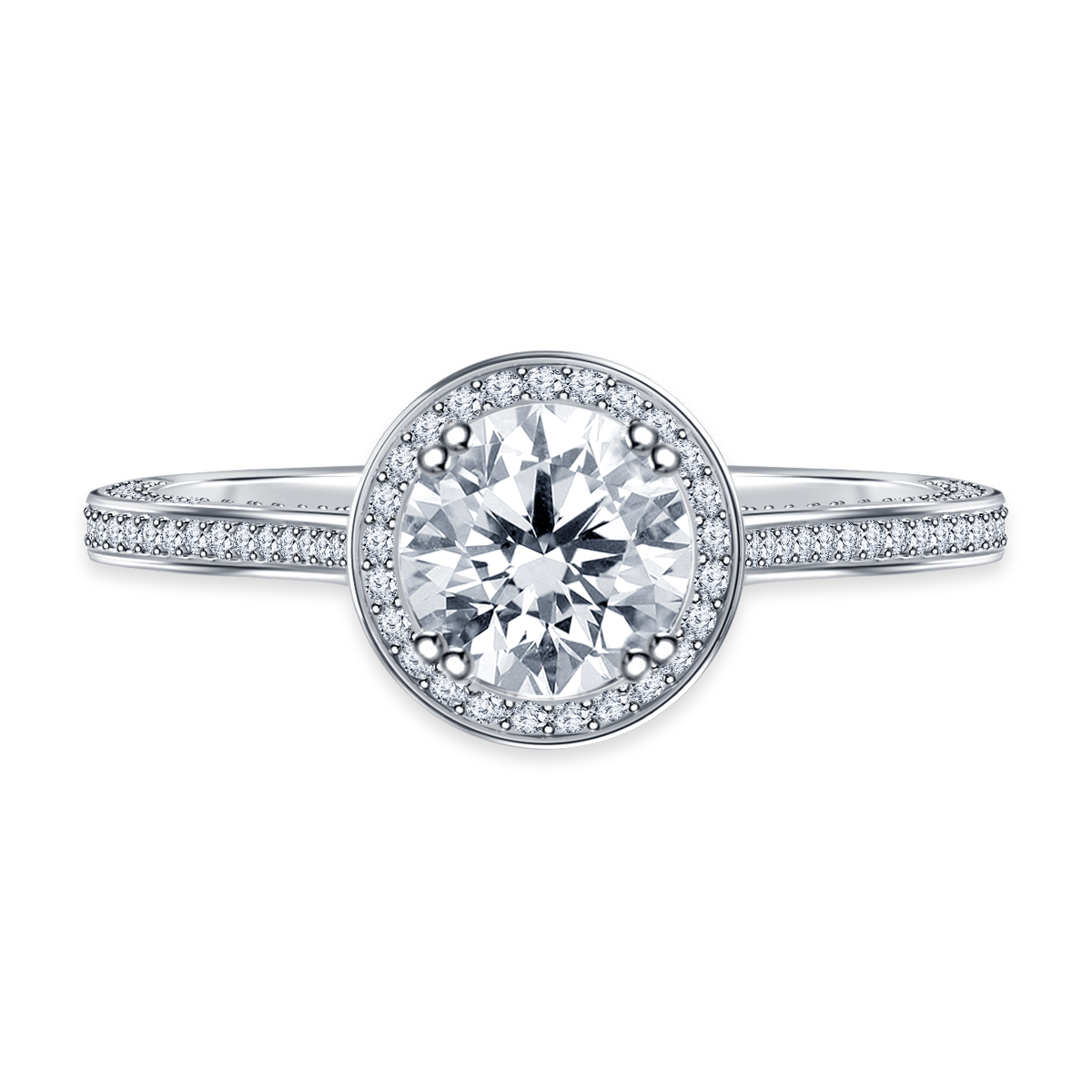 1 1/2 ct. tw. Diamond Halo Cathedral Engagement Ring In 14K White Gold view 2