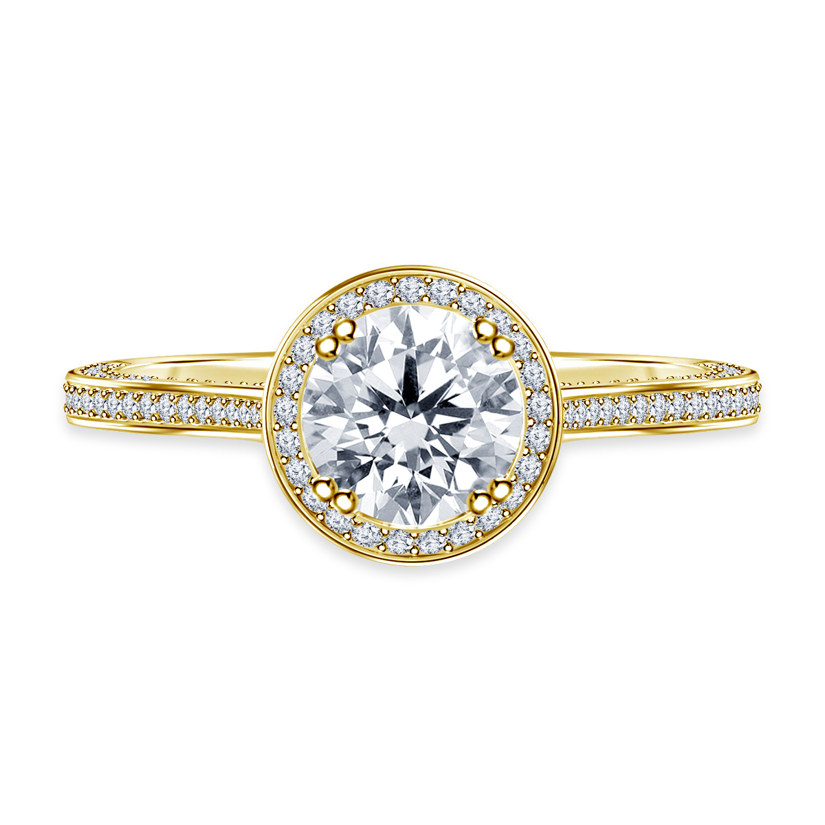 1 1/2 ct. tw. Diamond Halo Cathedral Engagement Ring In 14K Yellow Gold view 2