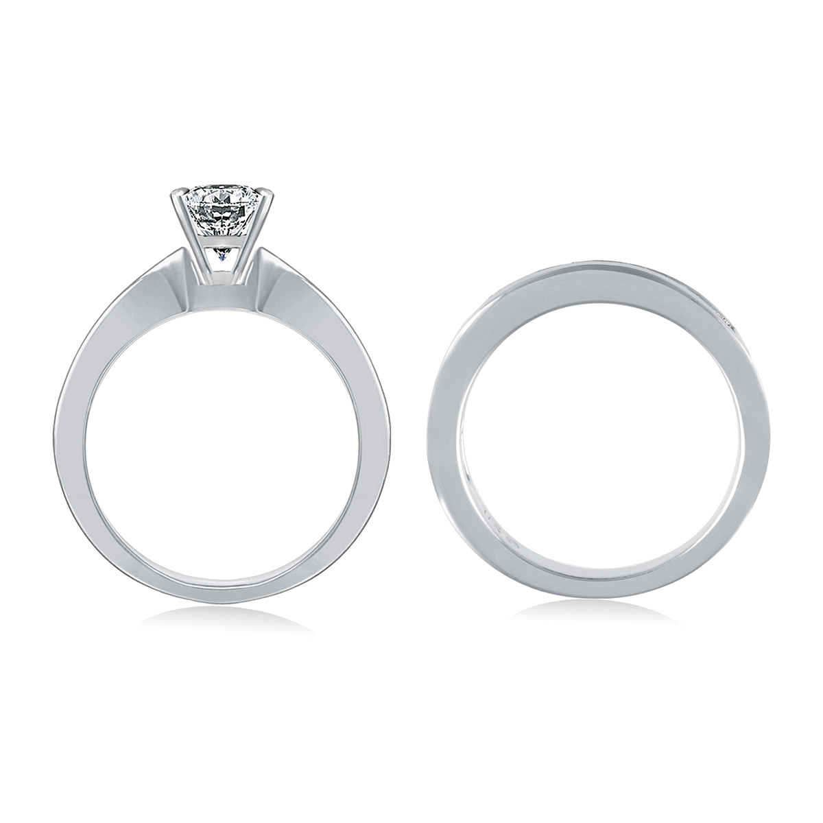 2.00 ct. tw. Princess Cut Matching Diamond Engagement Ring and Wedding Band Set in 14K White Gold view 3