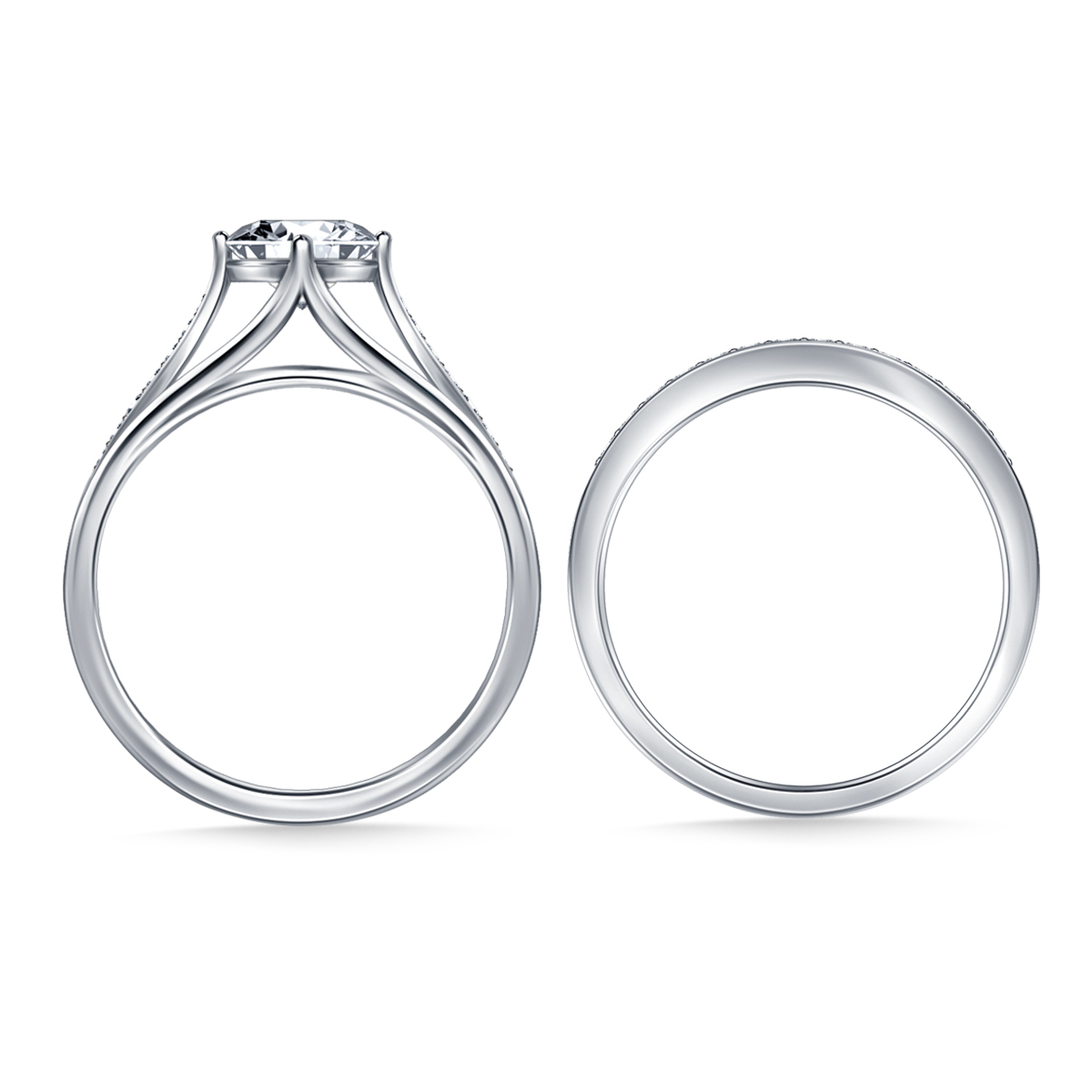 1.00 ct. tw. Diamond Pave Engagement Ring and Matching Wedding Band Set in 14K White Gold view 4