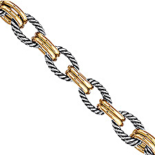 Rope Link Bracelet in Sterling Silver and 18K Yellow Gold