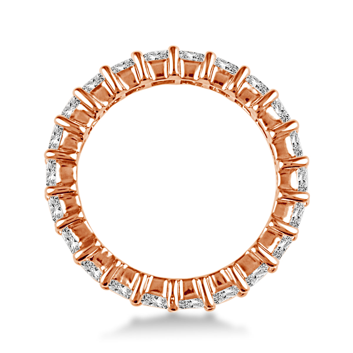 14K Rose Gold Common Prong Princess Diamond Eternity Ring (3.18 - 3.86 cttw.) view 2