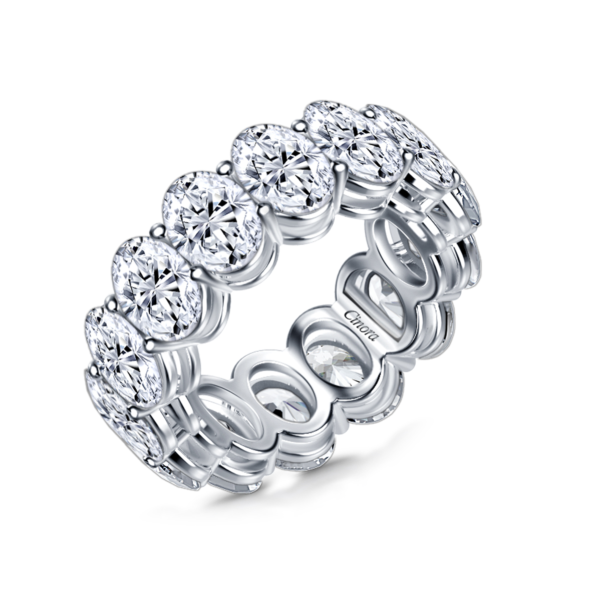 Diamond Eternity Band with Fancy Oval Diamonds in 18K White Gold (14.00 cttw.) view 3