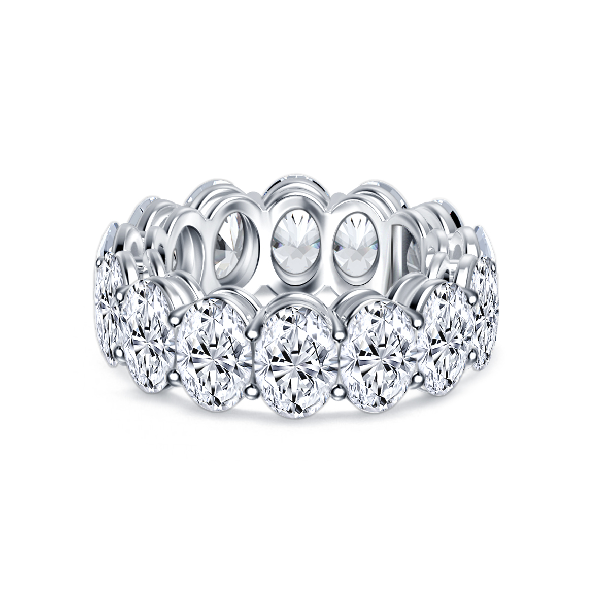 Diamond Eternity Band with Fancy Oval Diamonds in 18K White Gold (14.00 cttw.) view 4