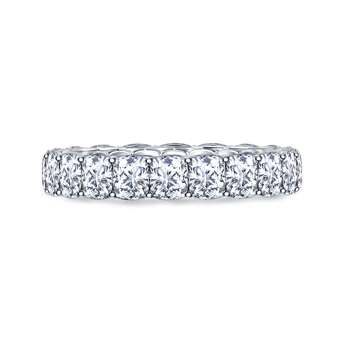 Fancy Cushion Cut Diamond Eternity Band in 14K White Gold (5.00 cttw.) view 2