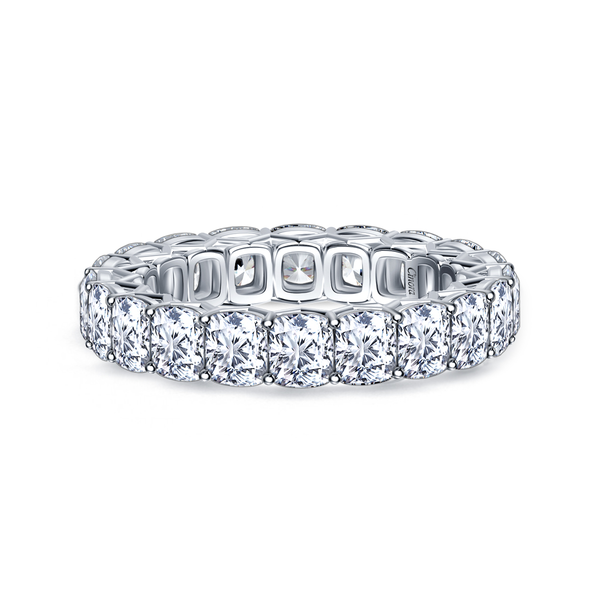 Fancy Cushion Cut Diamond Eternity Band in 18K White Gold (5.00 cttw.) view 4