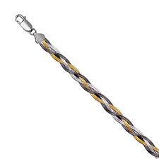 Tri Color Weave Bracelet in Silver with Black and Yellow Rhodium Finish