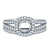Cathedral Split Shank Floating Cushion Shaped Halo Diamond Ring With Matching Band In 18K White Gold view 1