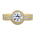 Vintage Halo Round Diamond Engagement Ring With Curved Matching Wedding Band In 14K Yellow Gold view 1
