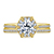 Hexagon Halo Engagement Ring With Pave Diamond Wedding Band Set Half Way In 18K Yellow Gold view 1