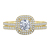 Cushion Cut Double Halo Cathedral Diamond Engagement Ring With Curved Diamond Matching Band In 14K Yellow Gold view 1