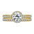 Prong Set Diamond Floral Halo Engagement Ring With Diamond Matching Band In 14K Yellow Gold view 1