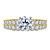 Graduated Diamonds Cathedral Semi Mount Setting With Matching Band In 14K Yellow Gold view 1