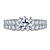 Graduated Diamonds Cathedral Semi Mount Setting With Matching Band In 18K White Gold view 1
