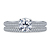 Diamond Engagement Ring With Basket Halo And Matching Three Sided Pave Band In 14K White Gold view 1