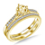 Vintage Inspired Round Diamond Engagement Ring With Pave Wedding Band In 14K Yellow Gold view 1