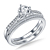 Vintage Inspired Round Diamond Engagement Ring With Pave Wedding Band In Platinum view 1