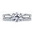 Diamond Halo Solitaire Engagement Ring With Matching Band In 18K White Gold view 1