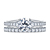 Vintage Cathedral Diamond Engagement Ring With Matching Wedding Band In 14K White Gold view 1