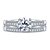 Classic Vintage Diamond Engagement Ring With Pave Accents And Matching Band In 18K White Gold view 1