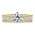 Floral Design Diamond Engagement Ring With Cathedral Silhouette And Matching Pave Band In 14K Yellow Gold view 1