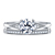 Vintage Petite Diamond Engagement Ring With Pave Accents And Matching Wedding Band In 18K White Gold view 1