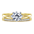 Vintage Petite Diamond Engagement Ring With Pave Accents And Matching Wedding Band In 18K Yellow Gold view 1