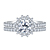 Star Burst Halo Petite Engagement Ring With Diamond Wedding Band In 14K White Gold view 1