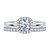 Fancy Cut Cushion Halo Engagement Ring With Diamond Wedding Band In 14K White Gold view 1