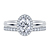 Fancy Cut Oval Halo Engagement Ring With Diamond Wedding Band In 14K White Gold view 1
